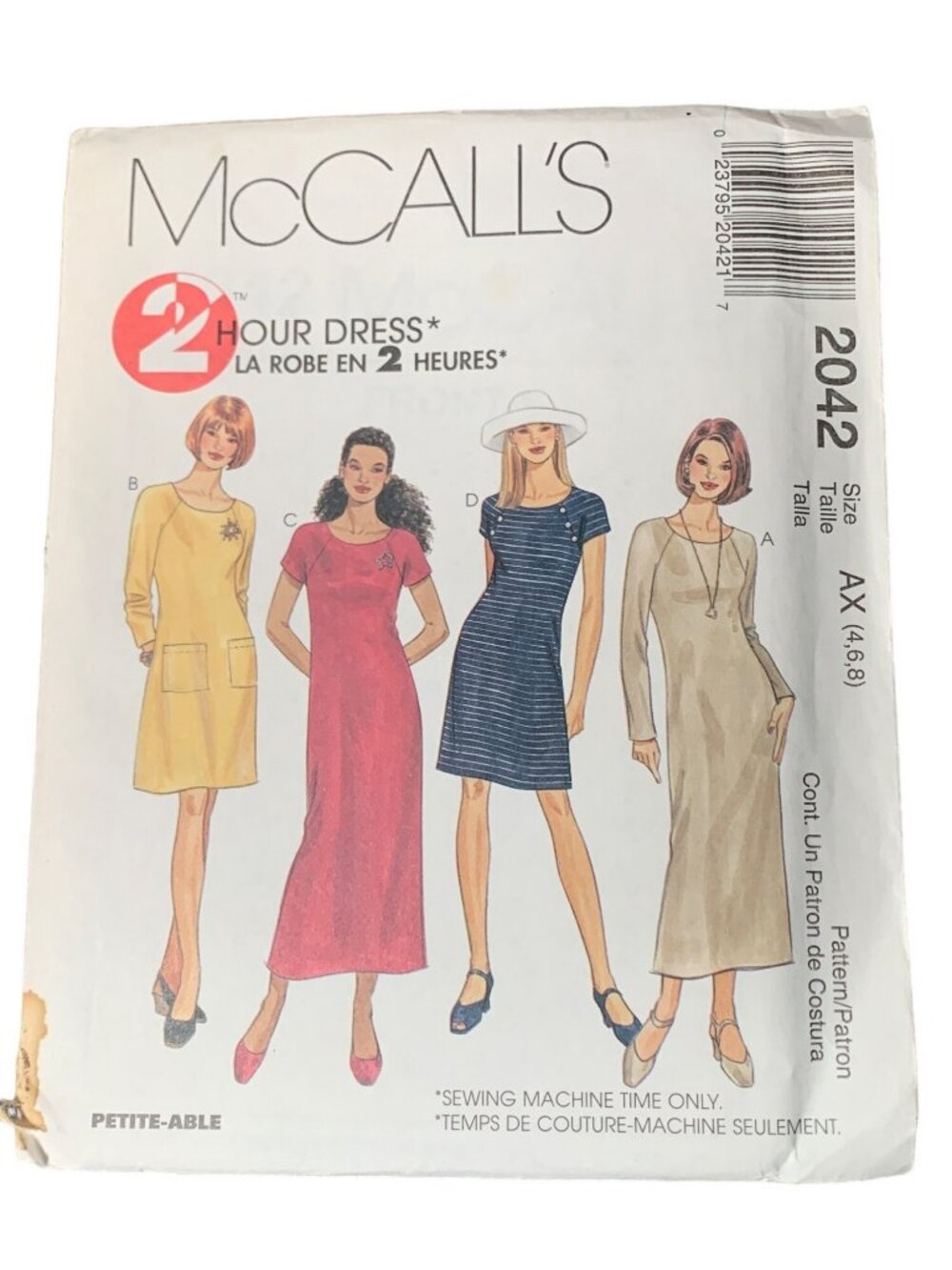McCalls 2042 Dress Sewing Pattern Size 4-6-8 Womens Uncut